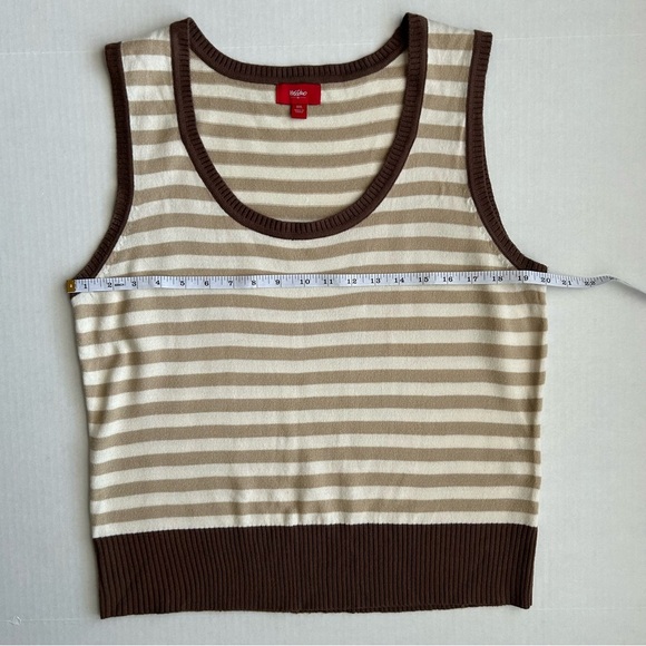 Vintage Mossimo Women’s Brown Cream Striped Sweater Vest Y2K XXL - Picture 6 of 10